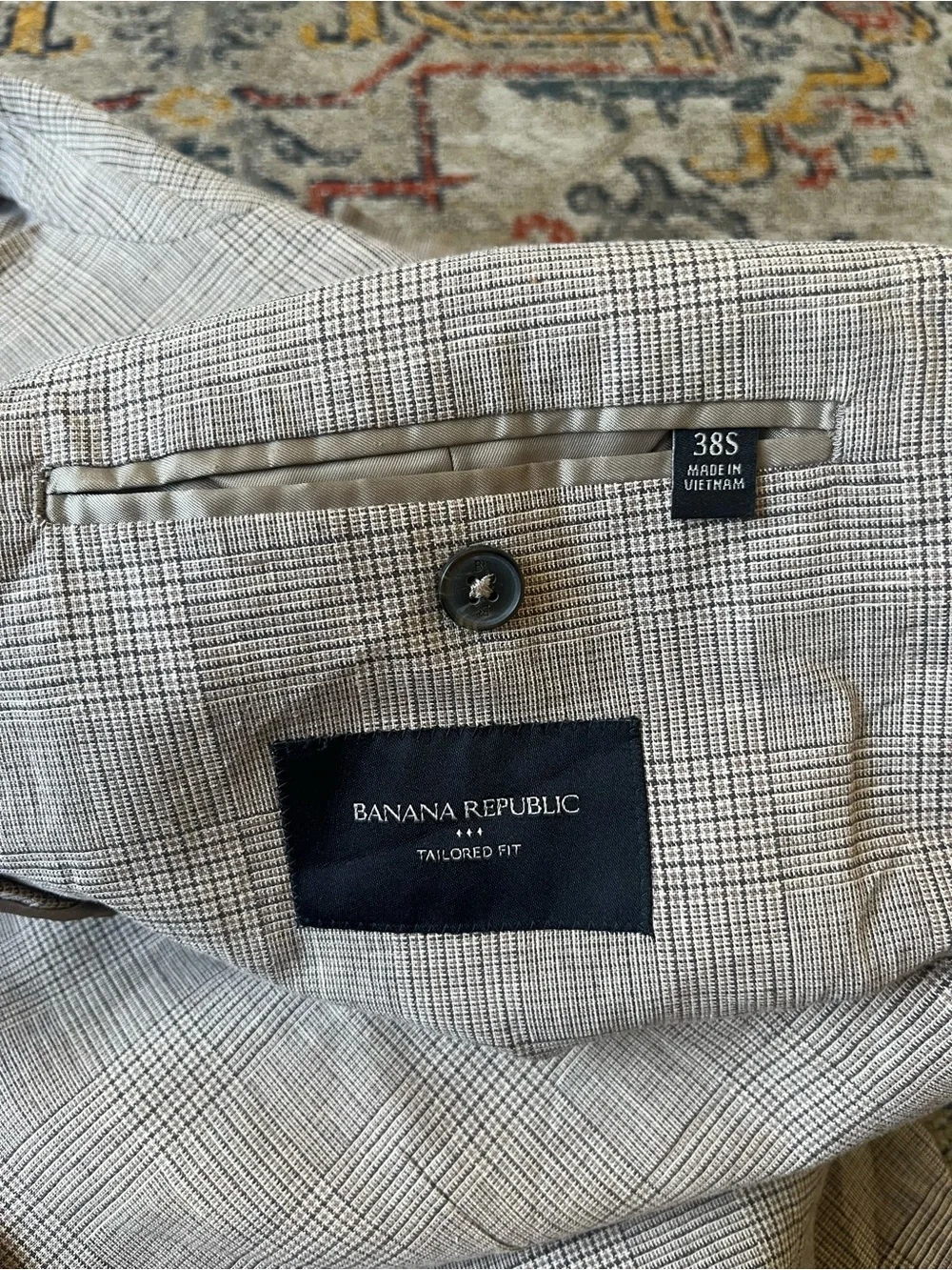 Banana Republic Linen Blend Plaid Sport Coat in Beige 38S